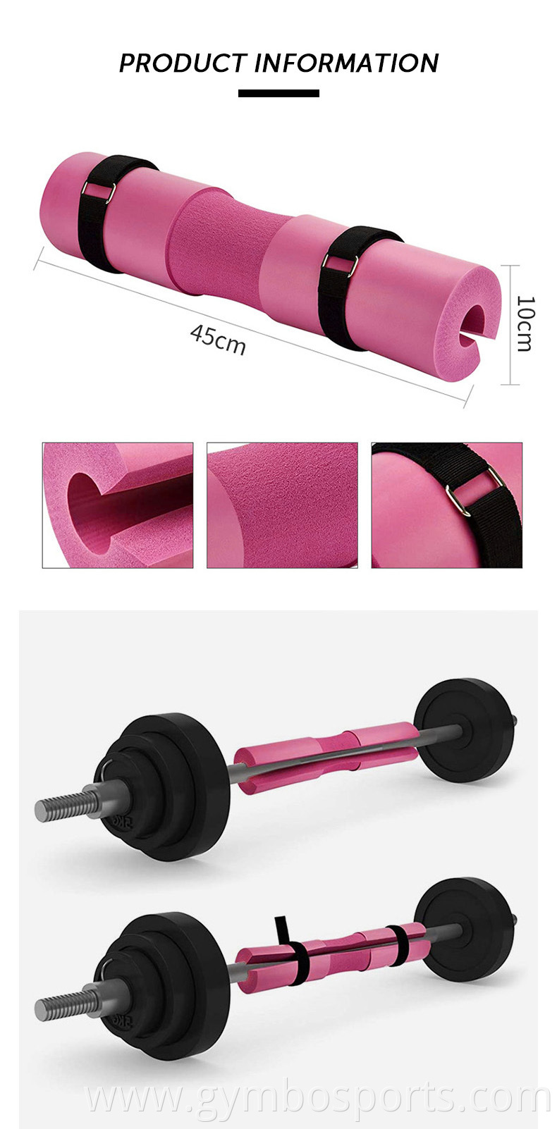 Gym Custom Exercise Weight lifting Black Shoulder Cushion Squat Sponge Foam Bar Barbell Pad